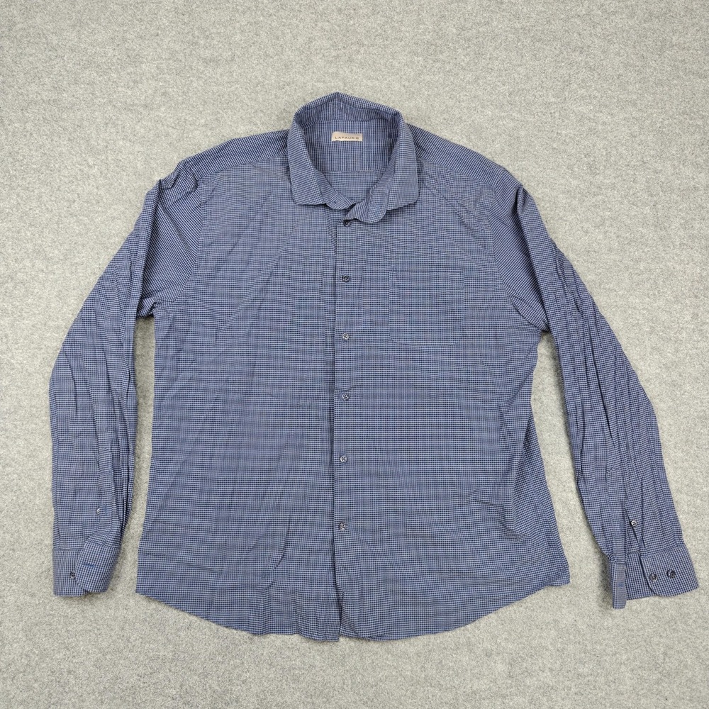 Lafaurie Shirt Mens 2XL Blue Check Cotton Stretch Long Sleeve Button Up Casual